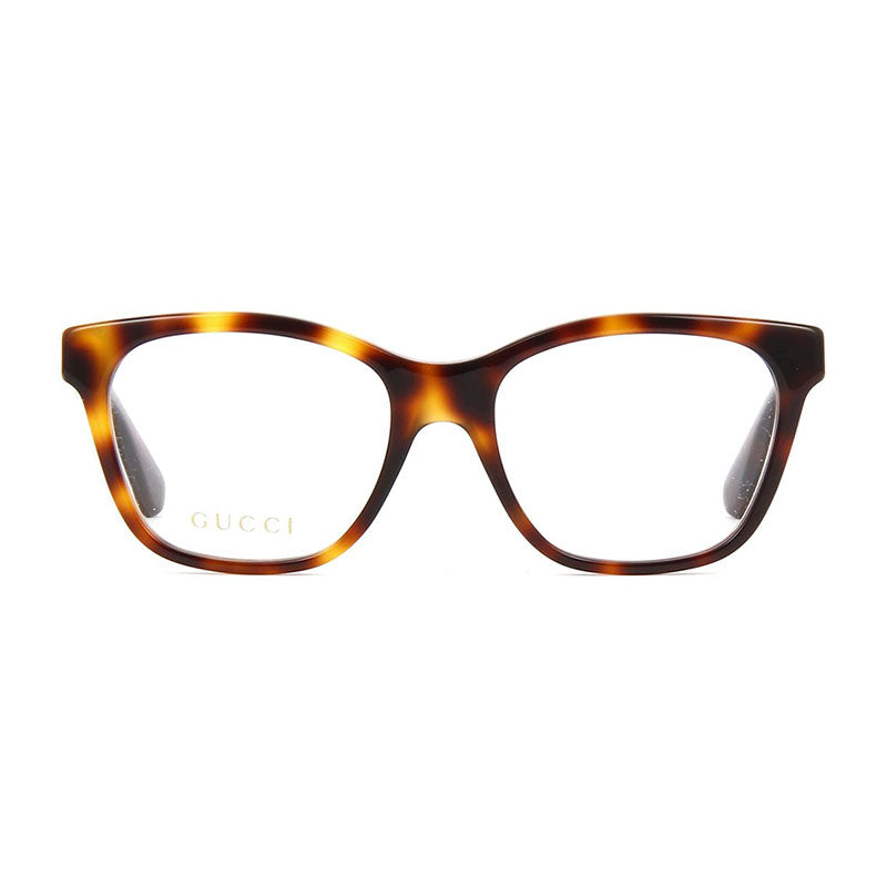 Gucci Eyeglasses Square Full Rim, Havana Frame and Clear Demo Lenses Lens GG0420O002