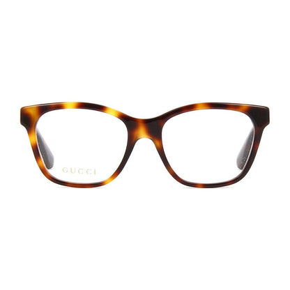 Gucci Eyeglasses Square Full Rim, Havana Frame and Clear Demo Lenses Lens GG0420O002
