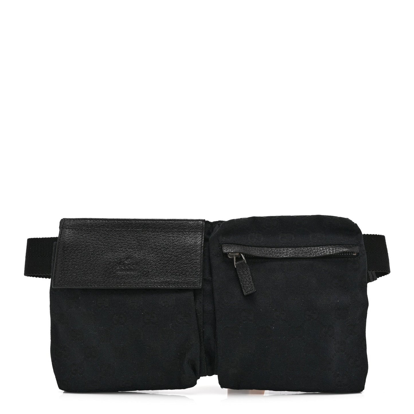 GG Monogram Double Pocket Belt Bag Black