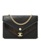 Calfskin Elaphe Double Chevron Mini Wallet On Chain WOC Black