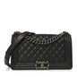 Lambskin Quilted Medium Boy Flap Dark Grey