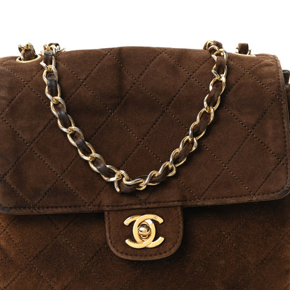 Suede Quilted CC Shoulder Bag Brown