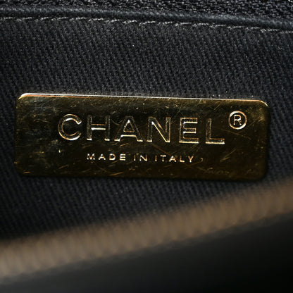 Caviar Diamond Stitched Small Top Handle Flap Black