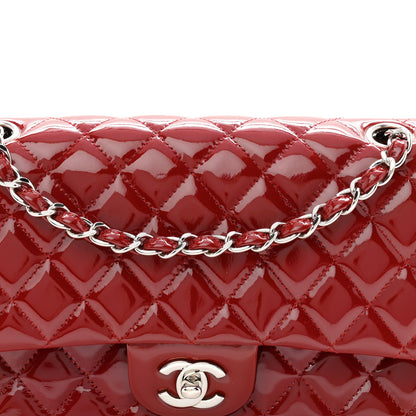 Patent Quilted Medium Double Flap Red
