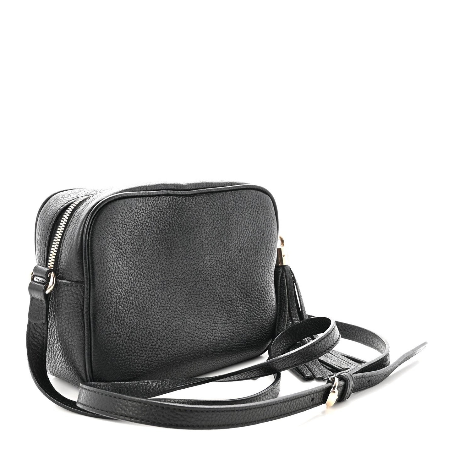 Pebbled Calfskin Small Soho Disco Bag Black