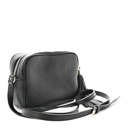 Pebbled Calfskin Small Soho Disco Bag Black