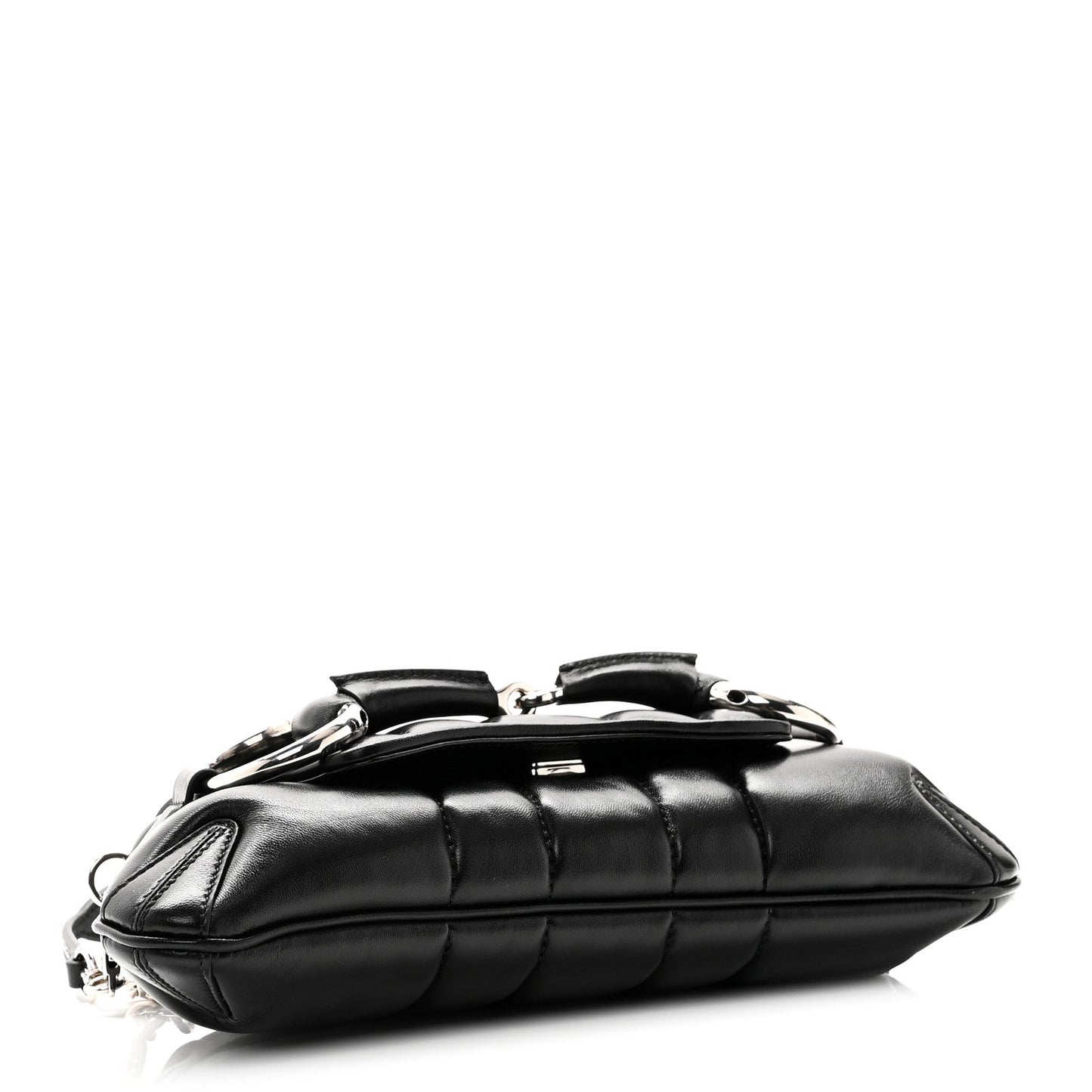 Nappa Vertical Matelasse Small Maxi Horsebit Chain Shoulder Bag Black