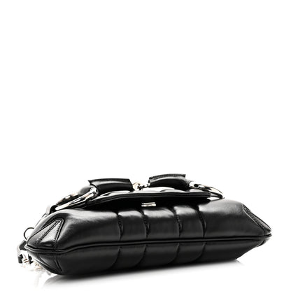 Nappa Vertical Matelasse Small Maxi Horsebit Chain Shoulder Bag Black