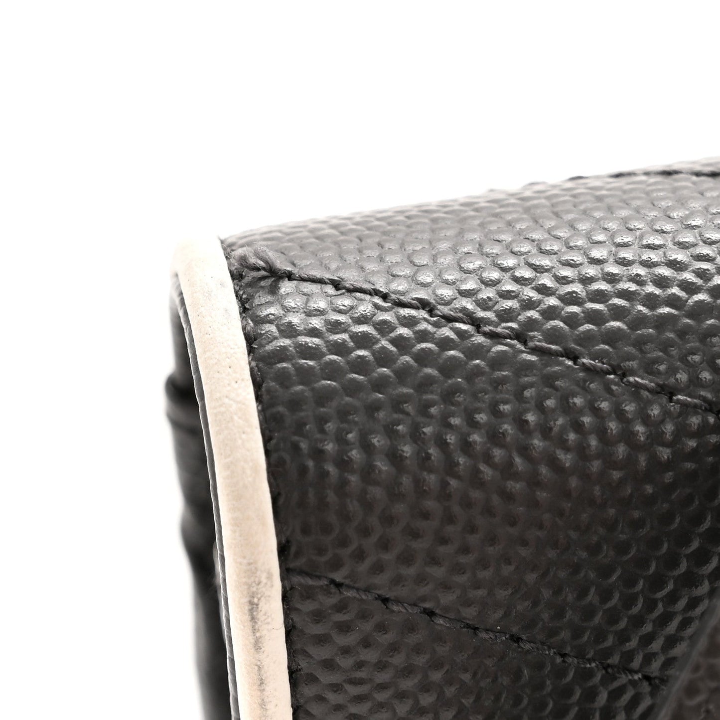 Grain De Poudre Matelasse Chevron Monogram Envelope Chain Wallet Asphalt White