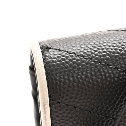 Grain De Poudre Matelasse Chevron Monogram Envelope Chain Wallet Asphalt White