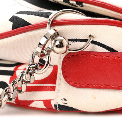 Canvas Hardcore Pierced Saddle Bag White Red Black