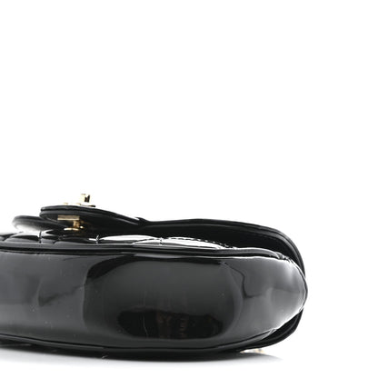 Patent Calfskin Quilted Mini Clutch Black