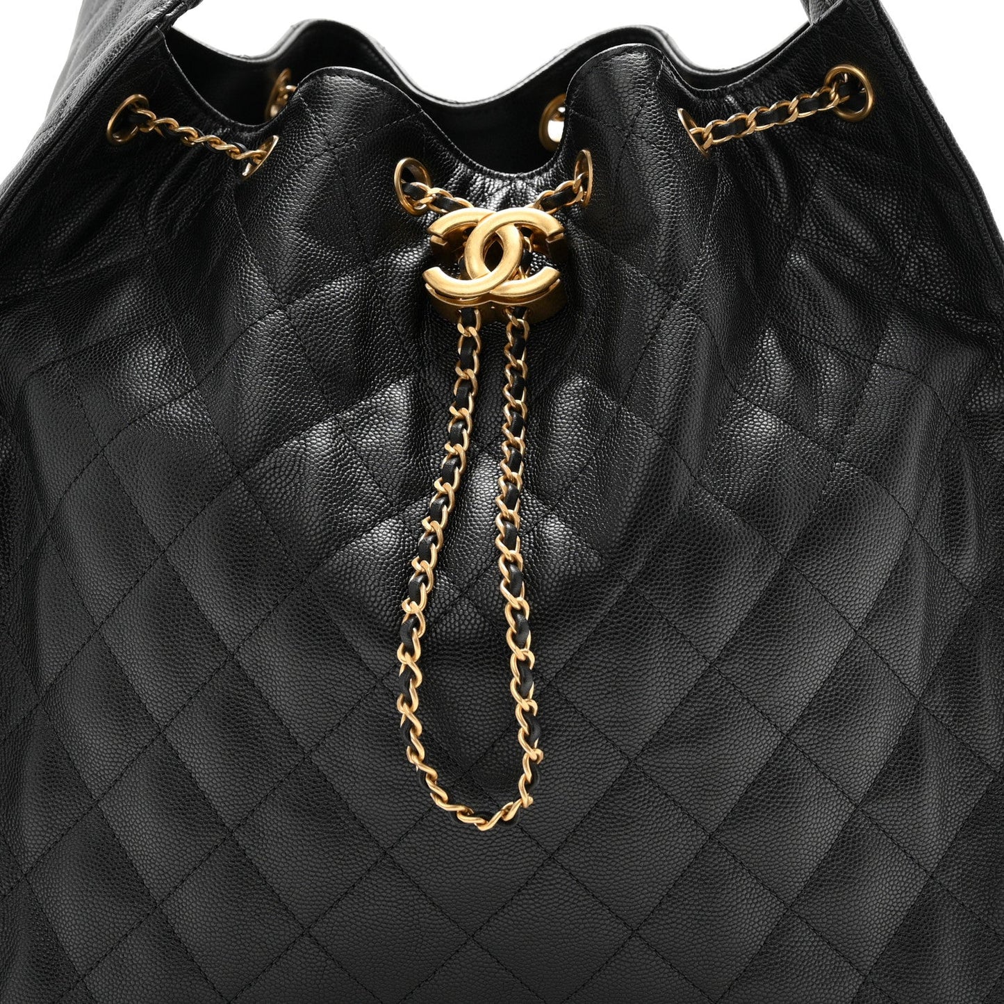 Caviar Quilted Medium Chanel 25 Handbag Black