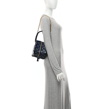 Lambskin Embossed Monogram Square Bag Blue Green