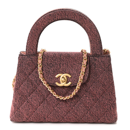Denim Quilted Nano Kelly Shopper Orange Black