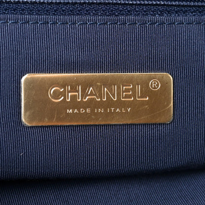 Goatskin Quilted Maxi Chanel 19 Flap Navy Blue