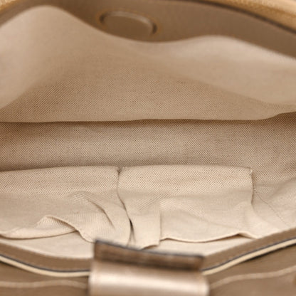 Metallic Pebbled Calfskin Medium Bamboo Shopper Tote Golden Beige