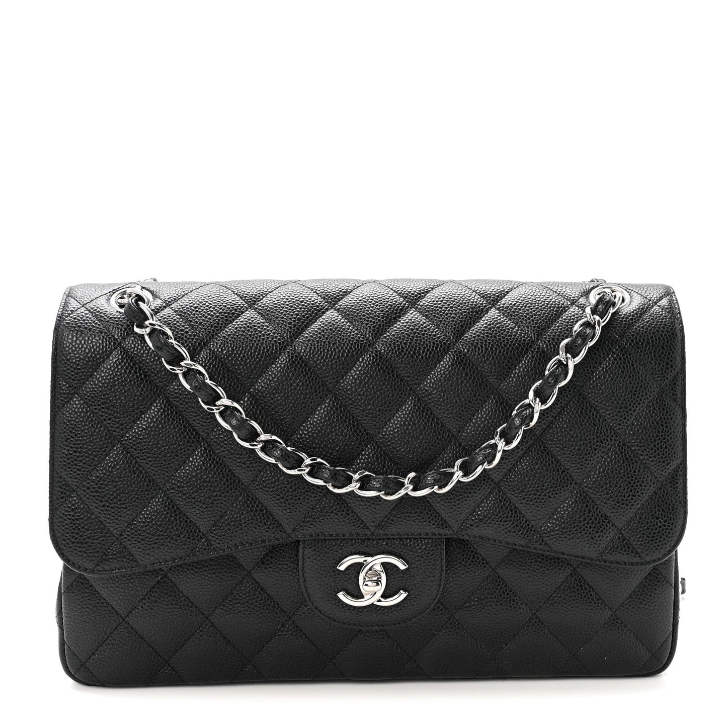 Caviar Quilted Jumbo Double Flap Black