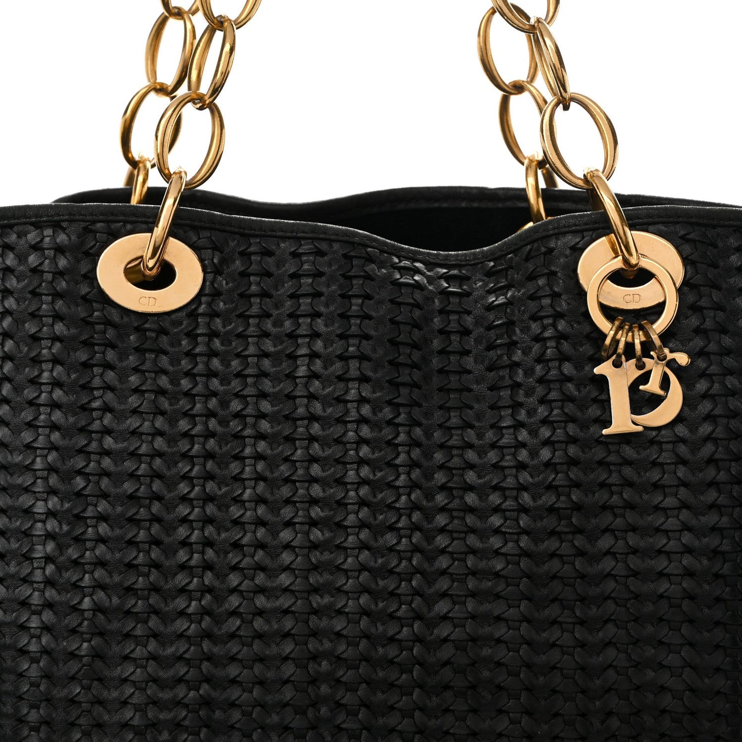 Lambskin Woven Dior Soft Shopping Tote Black