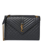 Grain De Poudre Textured Mixed Matelasse Triquilt Large Monogram Satchel Anthracite