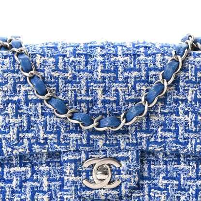 Tweed Quilted Mini Rectangular Flap Blue White