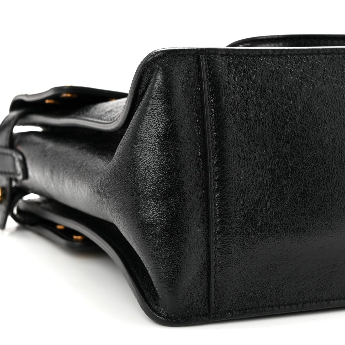 Agnello Old Shine Vitello Go Rain Small Flip Tote Black Marrone