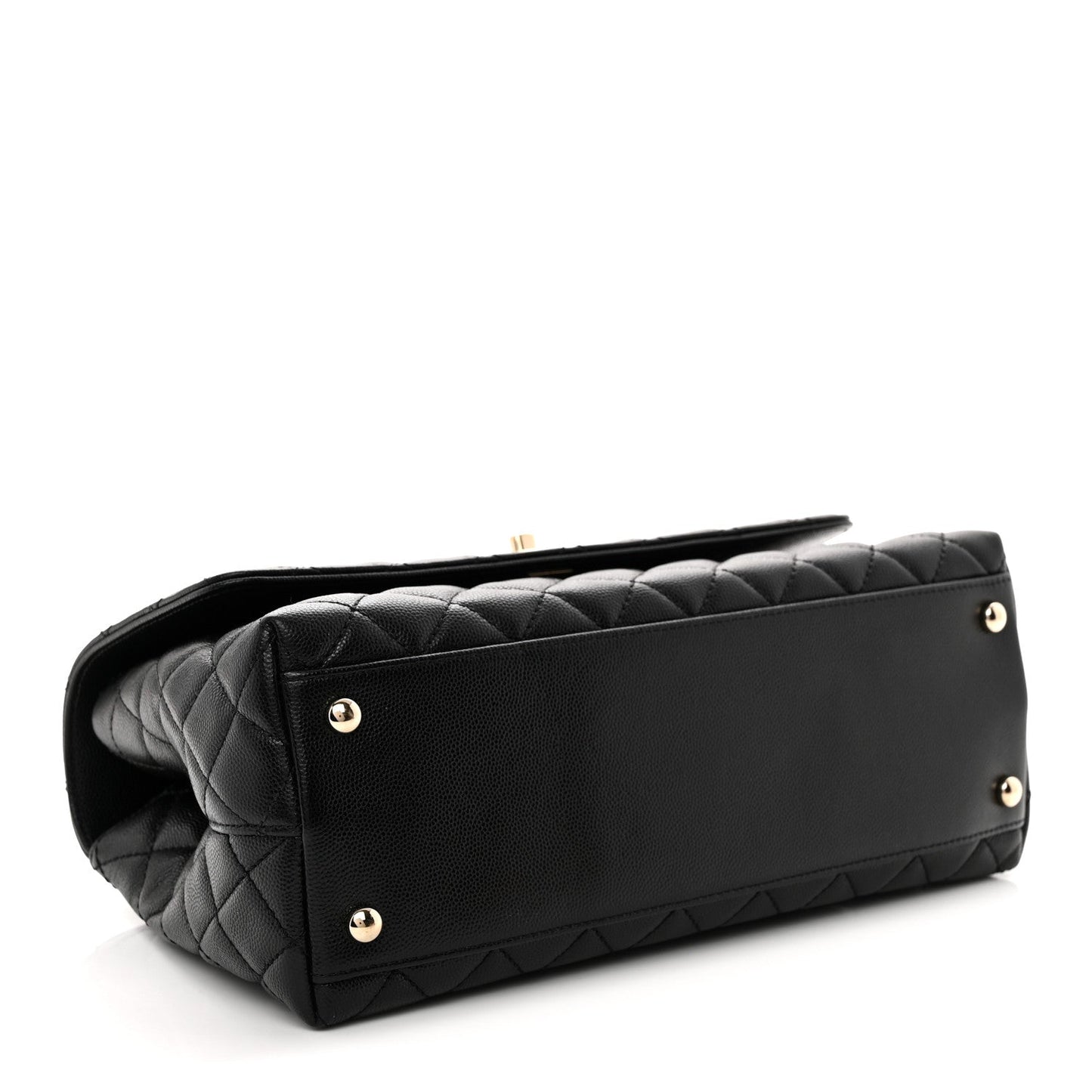 Caviar Quilted Small Coco Handle Flap Black