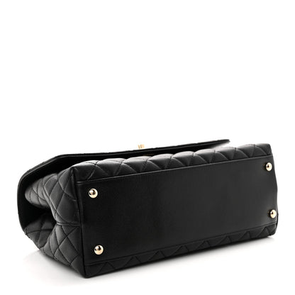 Caviar Quilted Small Coco Handle Flap Black
