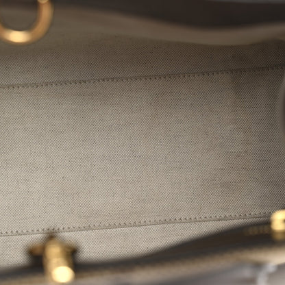 Monogram Jumbo GG Textured Dollar Calfskin Web Small Tote Bag Camel Ebony New Acero