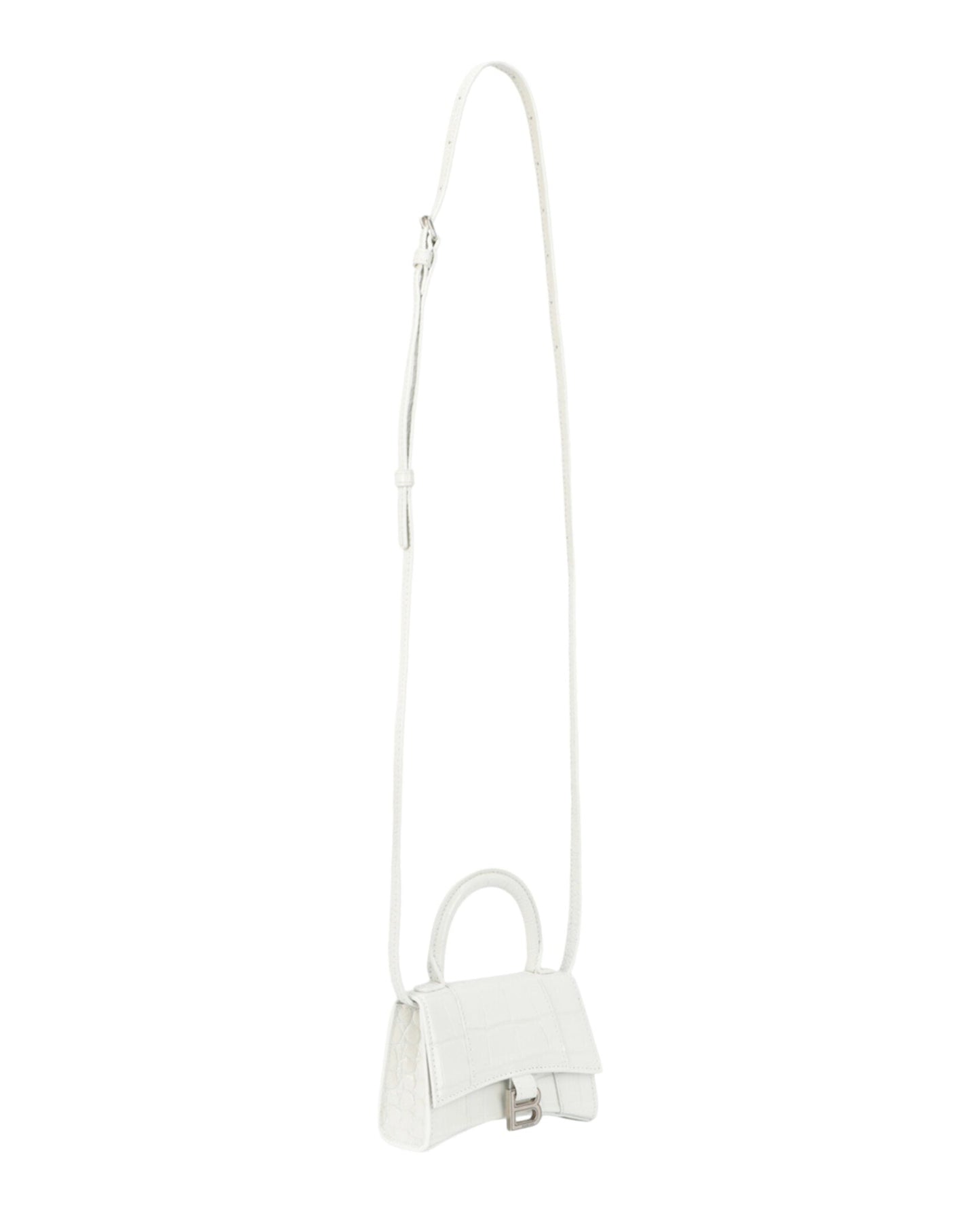 Balenciaga Womens Hourglass Xs Crocodile Embossed Top Handle Bag