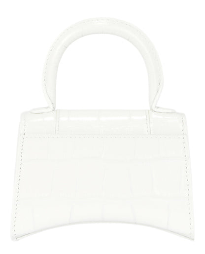 Balenciaga Womens Hourglass Xs Crocodile Embossed Top Handle Bag