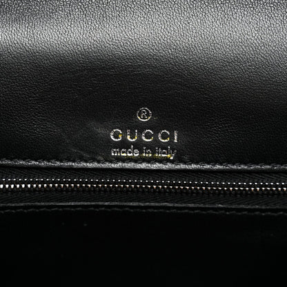 X GUCCI Canvas Boarded Plutone Calfskin Flora Logo Print Small Hourglass Top Handle Bag White Multicolor Black