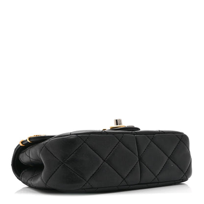 Lambskin Quilted Mini Coco Clips Single Flap Black