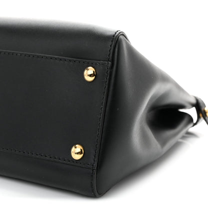 Vitello Morgan Fabric Jacquard Pequin Medium Peekaboo Iconic Satchel Black Tobacco