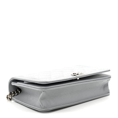 Caviar Quilted Boy Wallet On Chain WOC Grey