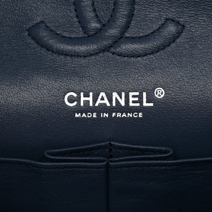 Caviar Quilted Small Double Flap Blue
