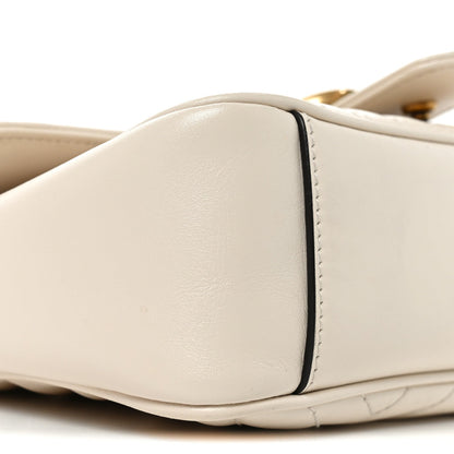 Calfskin Matelasse Small GG Marmont Shoulder Bag White