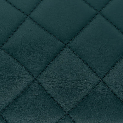 Calfskin Quilted East West Flap Dark Blue