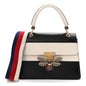 Calfskin Sylvie Web Small Queen Margaret Top Handle Bag Black White