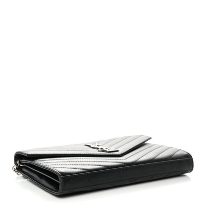 Grain De Poudre Matelasse Chevron Monogram Chain Wallet  Black