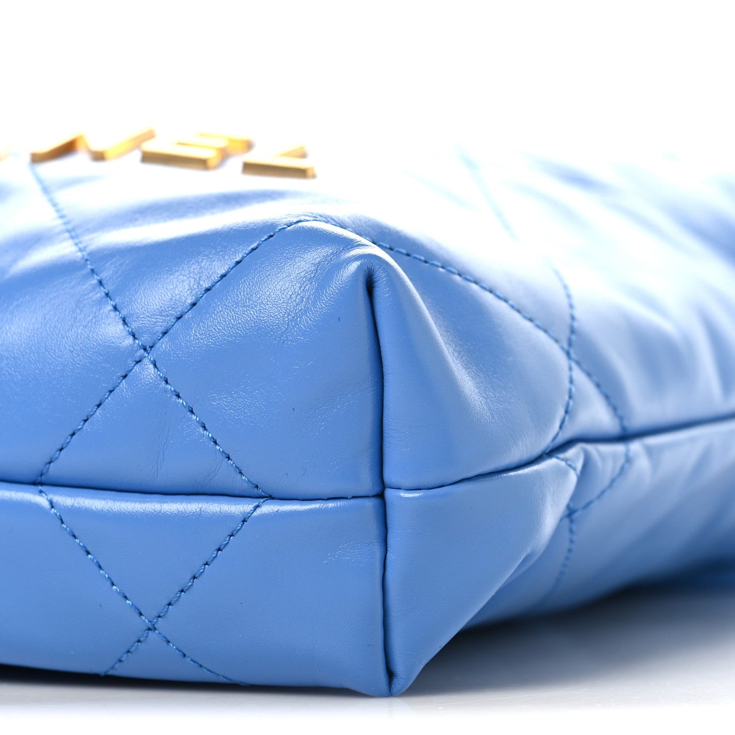 Shiny Calfskin Quilted Mini Chanel 22 Blue