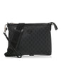 GG Supreme Monogram Azalea Calfskin Retro Interlocking G Wristlet Messenger Bag Black