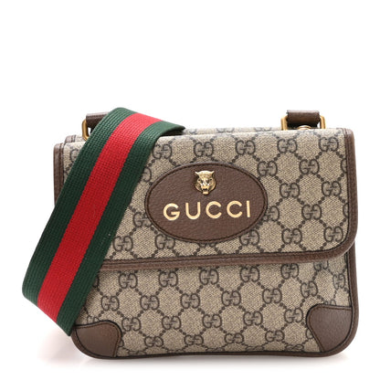 GG Supreme Monogram Web Small Neo Vintage Double Flap Messenger Bag Beige New Acero