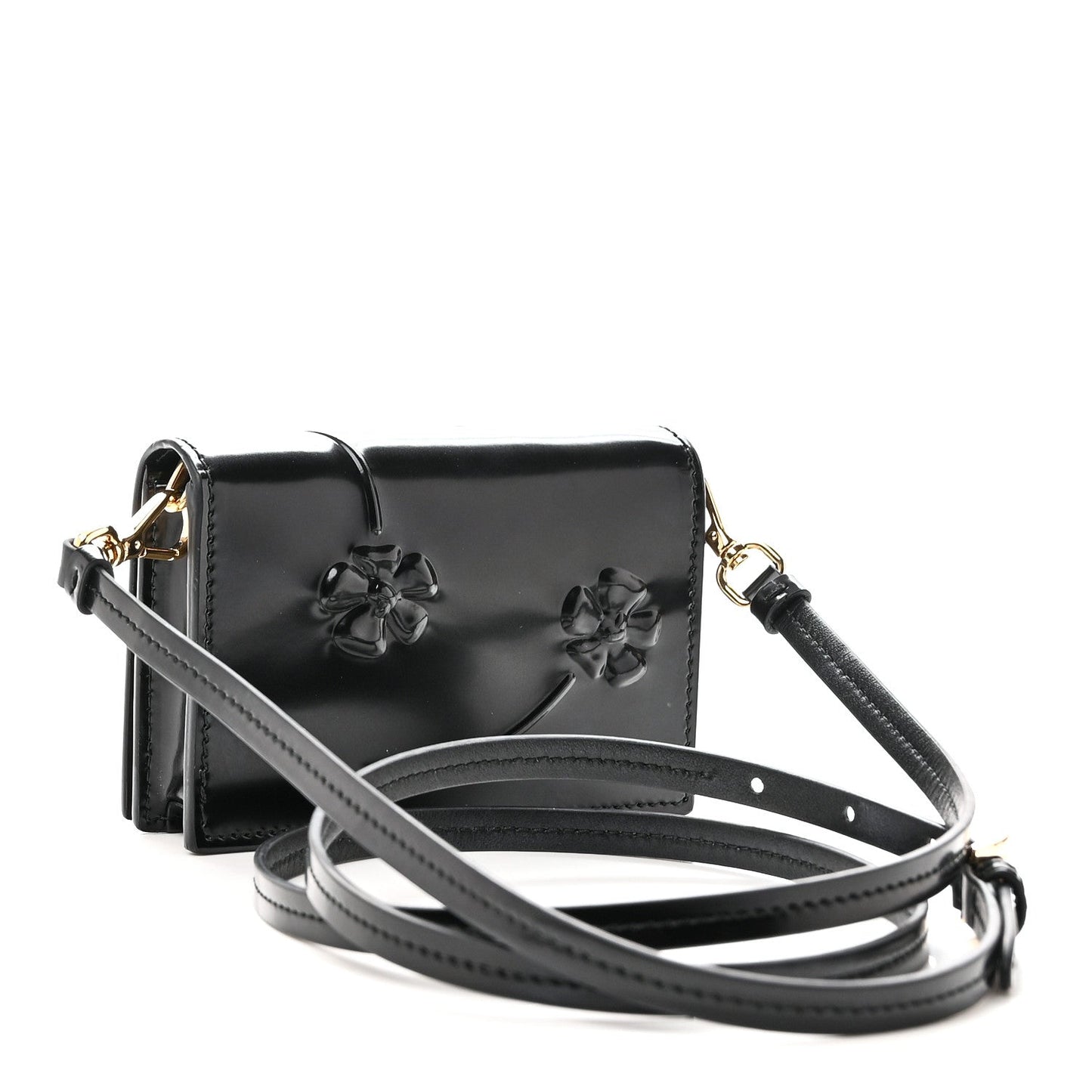 Spazzolato Fior Card Holder With Strap Black