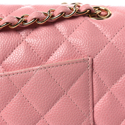 Caviar Quilted Medium Double Flap Pink