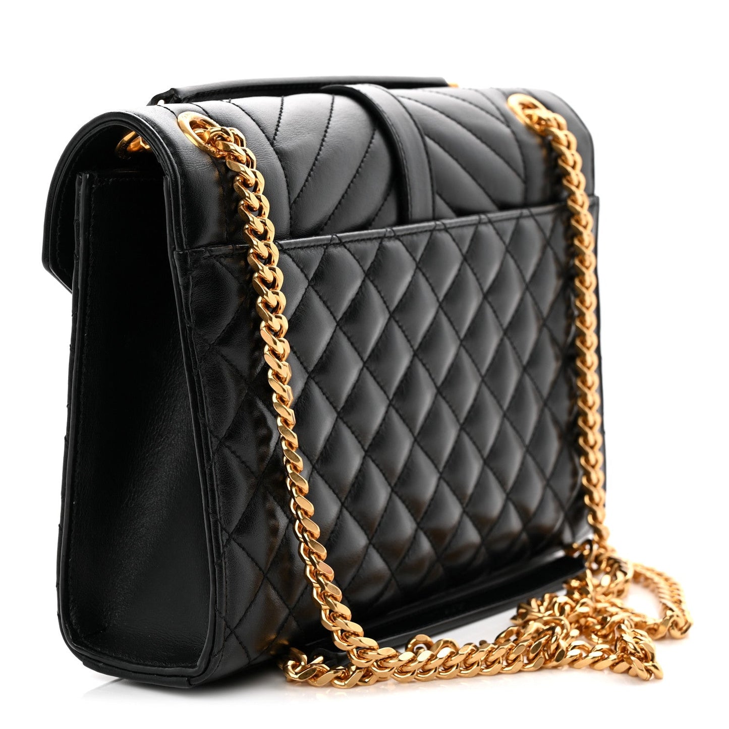 Lambskin Mixed Matelasse Triquilt Medium Monogram Satchel Black