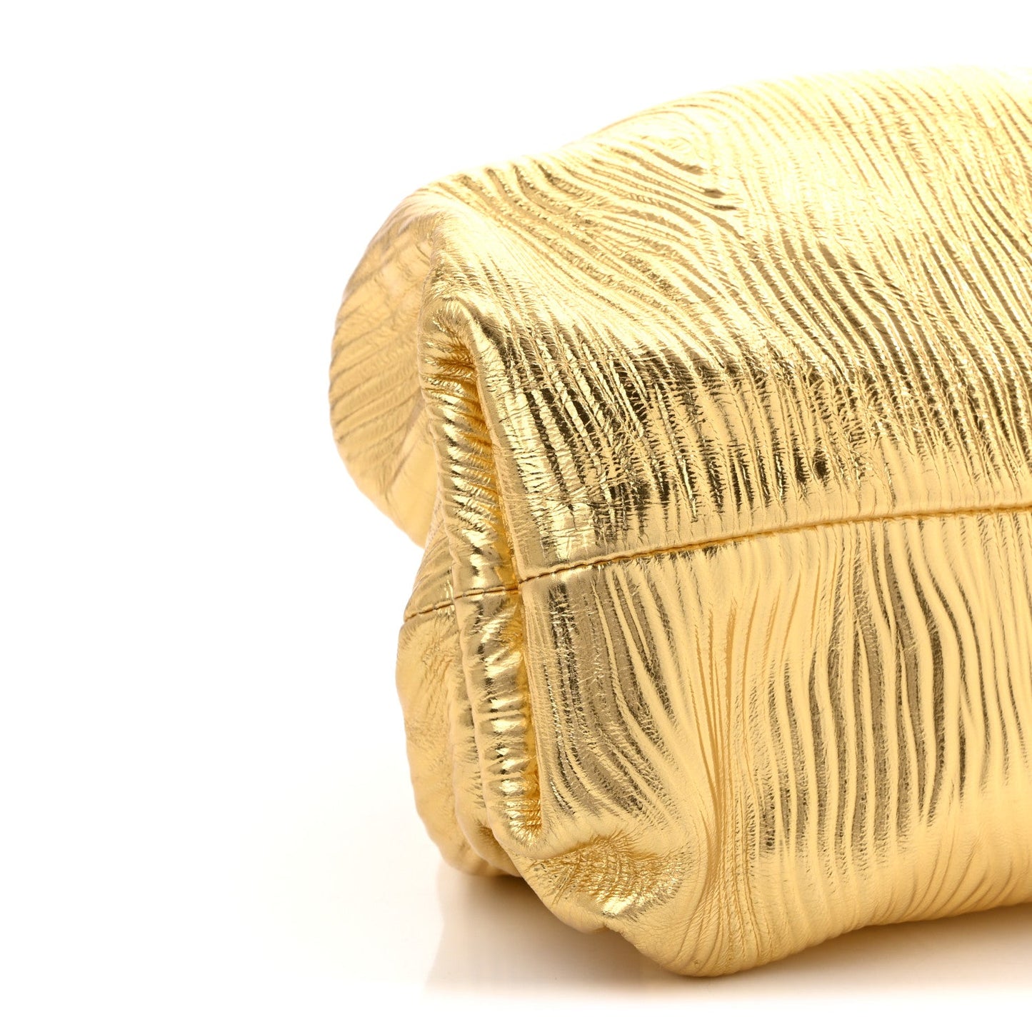 Metallic Bark Calfskin Embossed The Pouch Oversized Clutch Oro