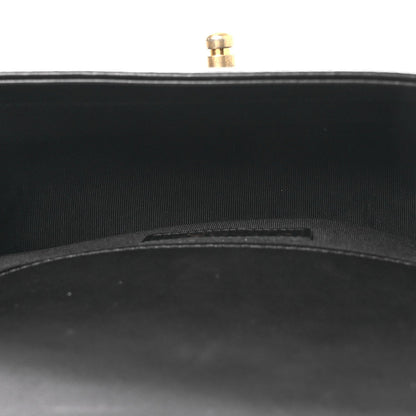 Calfskin Chevron Quilted Medium Boy Flap Black