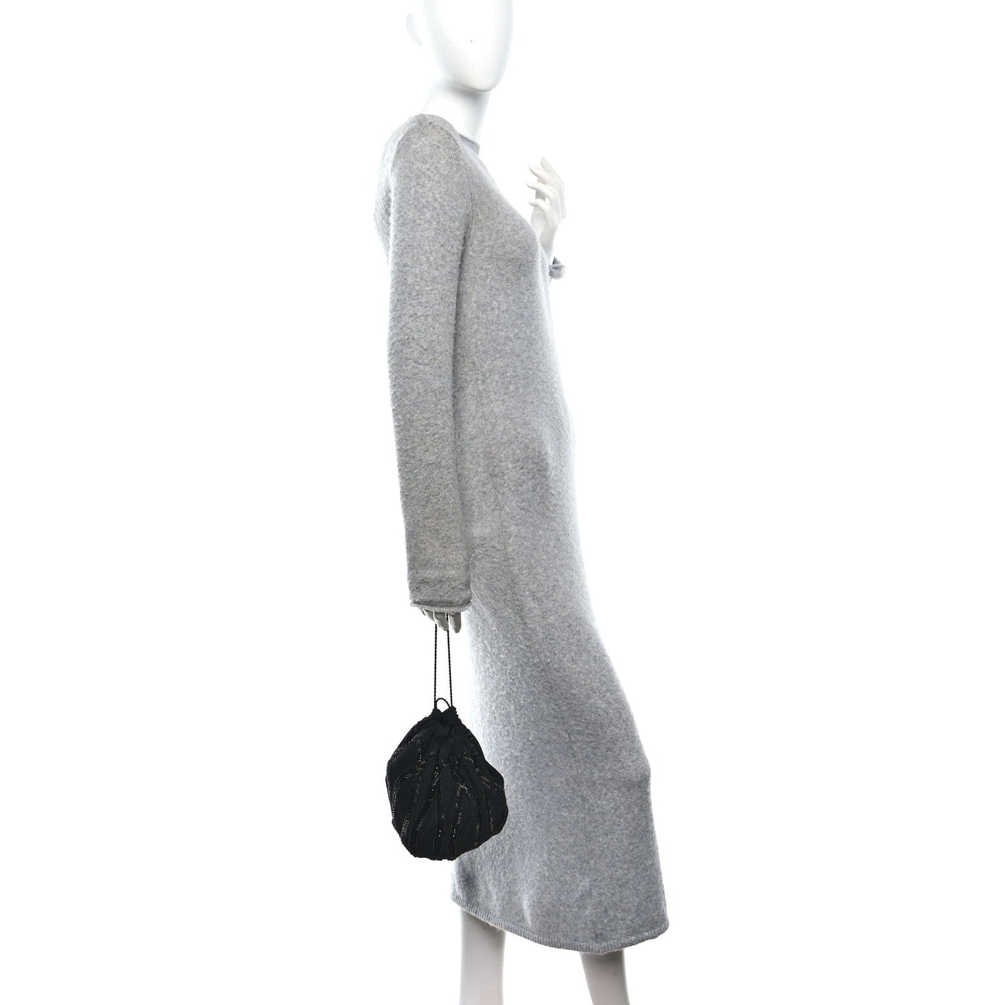 Chiffron Beaded Pochon Souple Bag Black