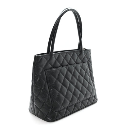 Caviar Quilted Medallion Tote Black